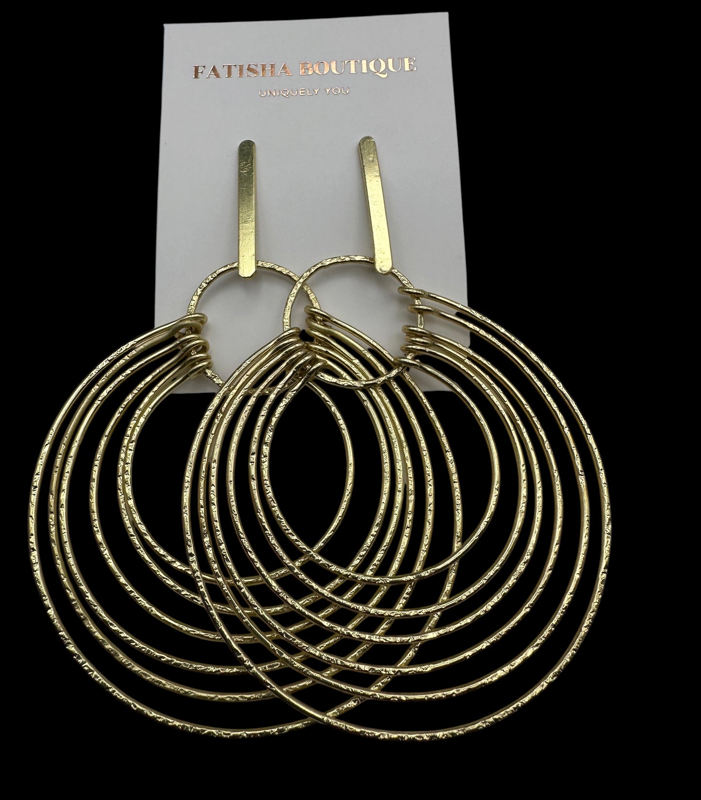 African Multi-Hoop Brass Drop Earrings – Layered Bohemian Statement Jewellery - Fatisha Boutique #
