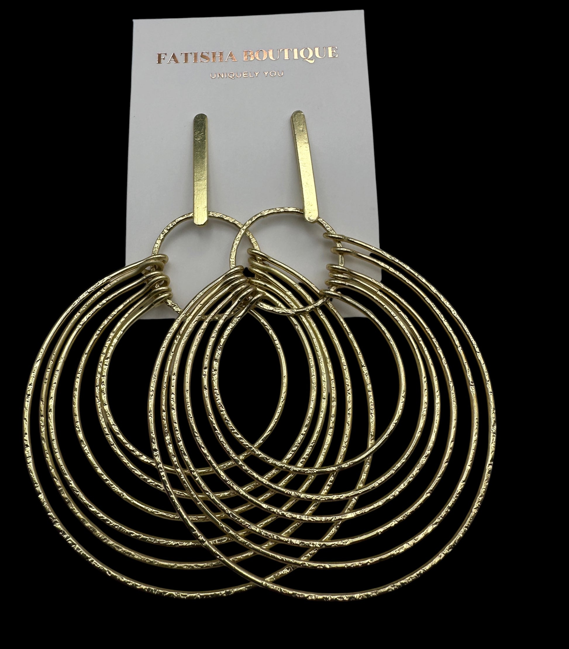 African Multi-Hoop Brass Drop Earrings – Layered Bohemian Statement Jewellery - Fatisha Boutique #