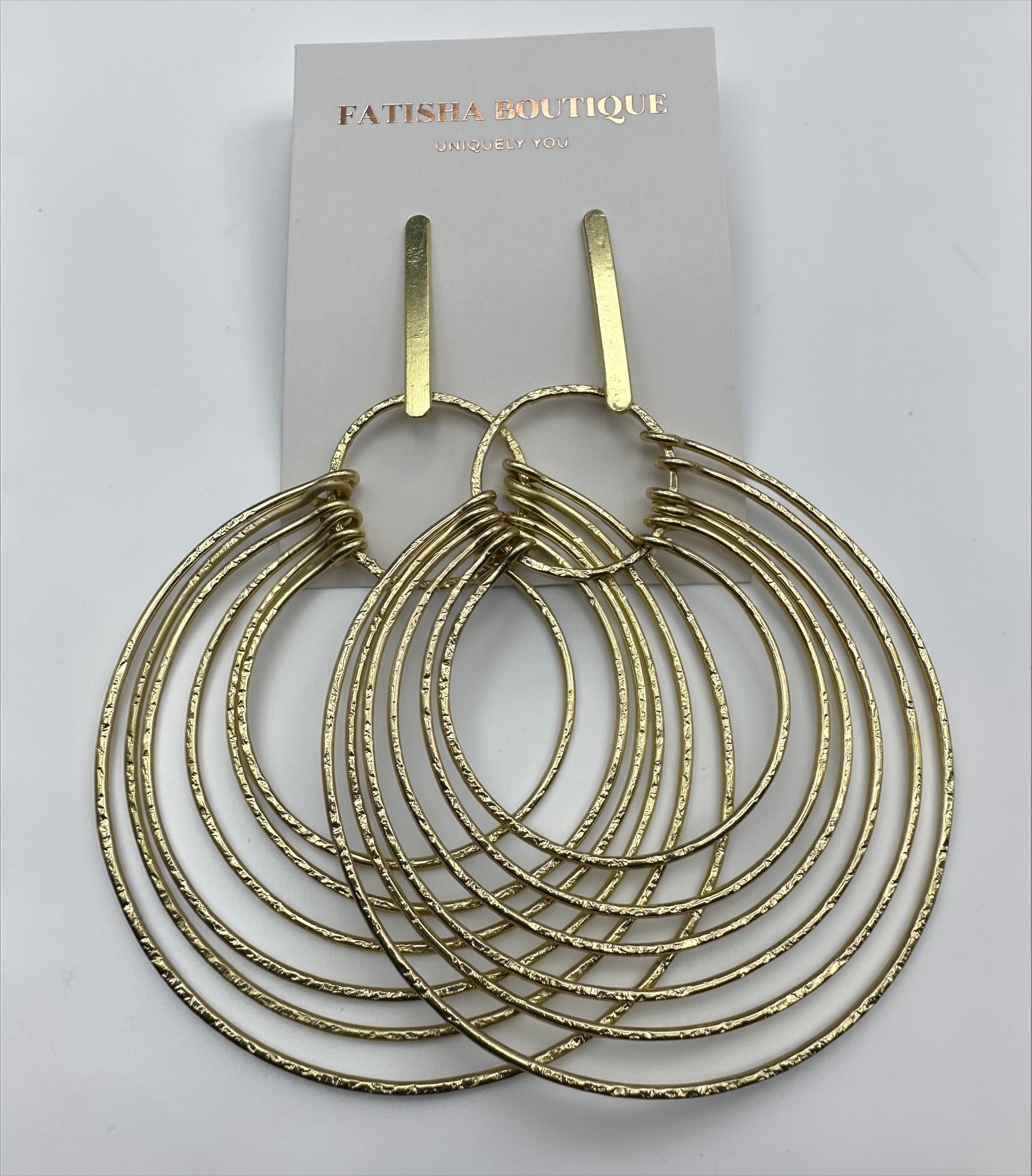 African Multi-Hoop Brass Drop Earrings – Layered Bohemian Statement Jewellery - Fatisha Boutique #