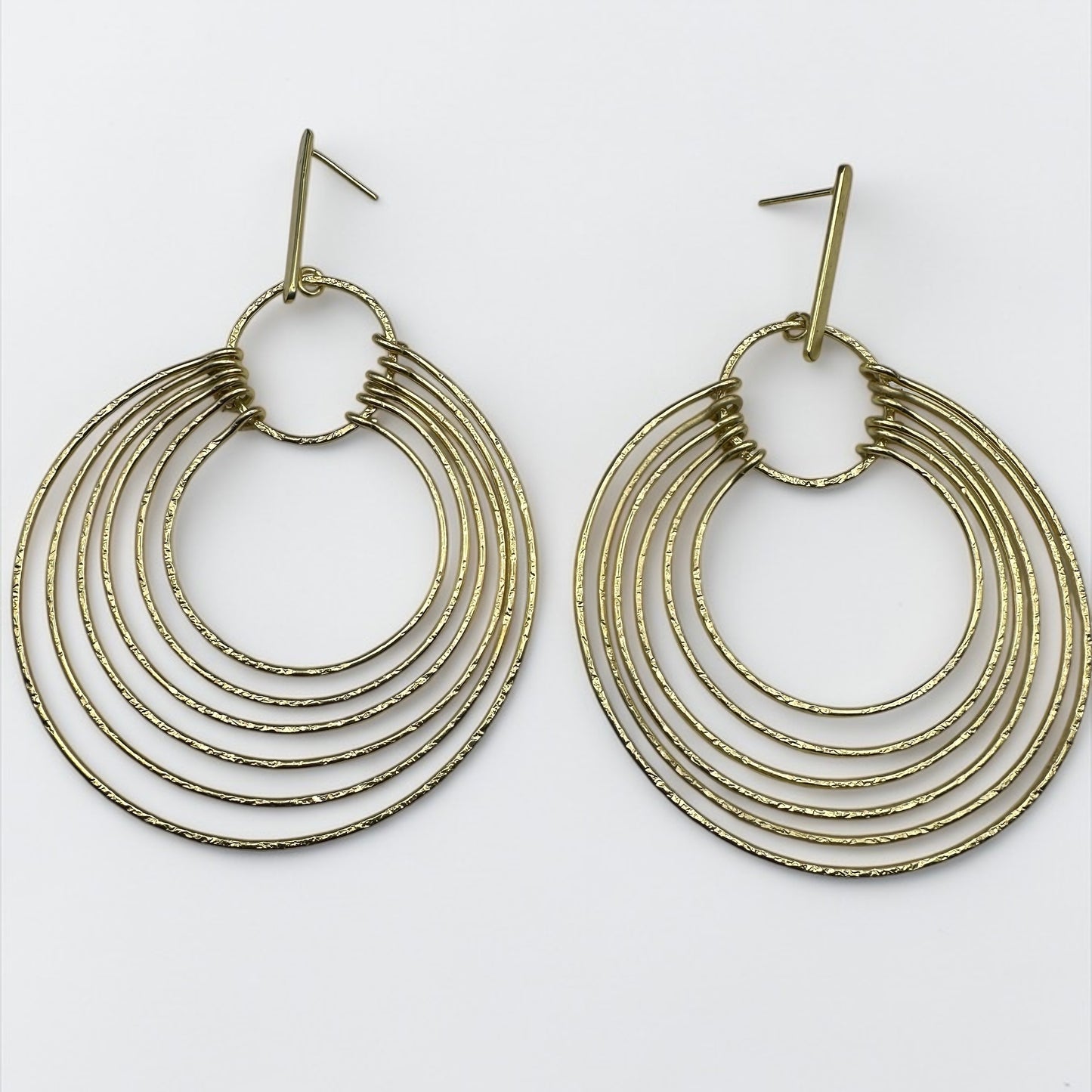 African Multi-Hoop Brass Drop Earrings – Layered Bohemian Statement Jewellery - Fatisha Boutique #
