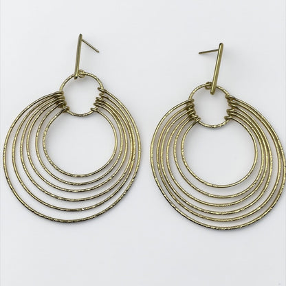 African Multi-Hoop Brass Drop Earrings – Layered Bohemian Statement Jewellery - Fatisha Boutique #