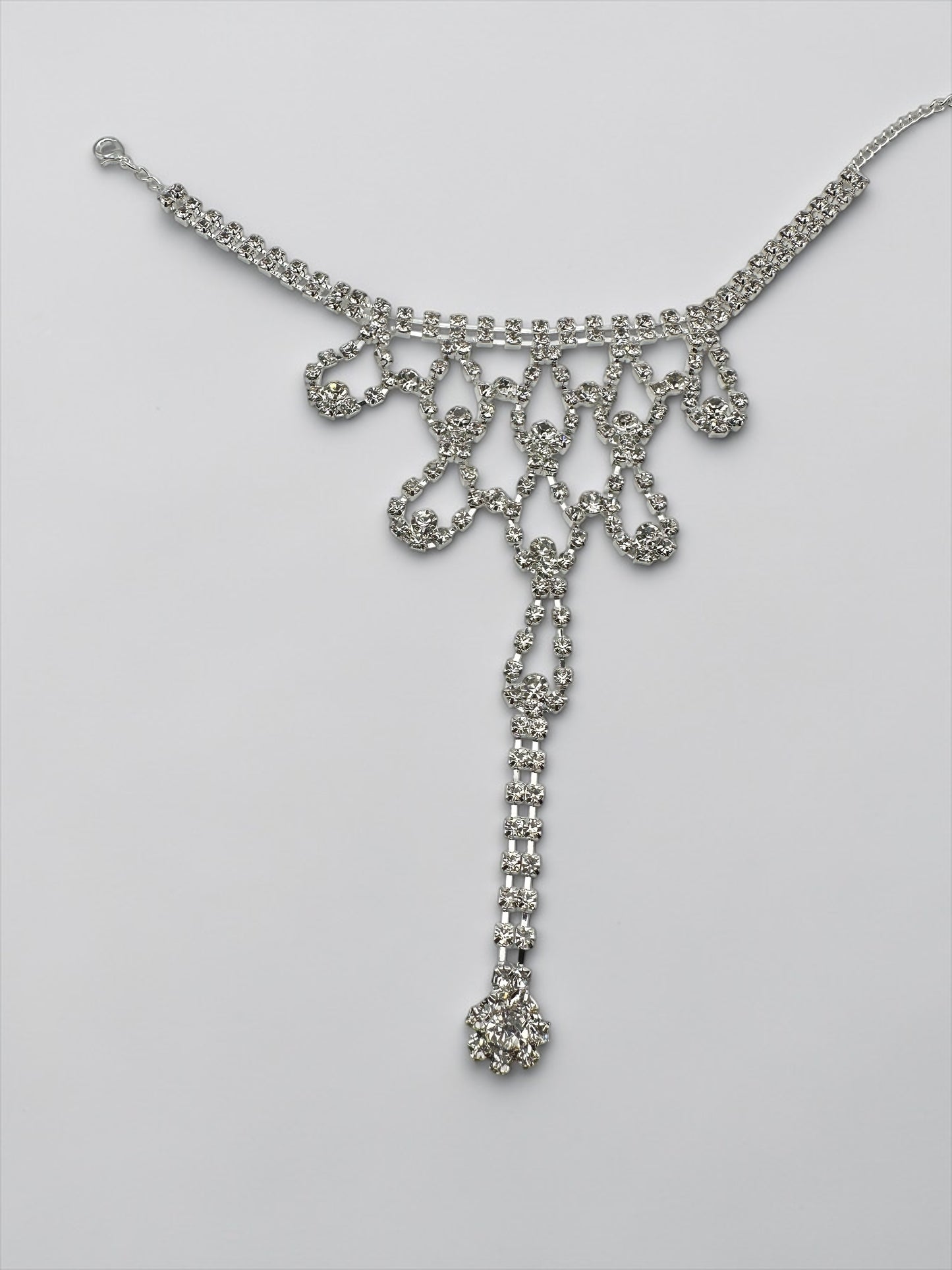 Luxury Crystal Barefoot Sandal (Single) – Gold & Silver Rhinestone Toe Anklet for Bridal & Evening Wear - Fatisha Boutique #