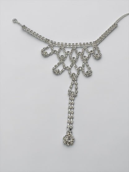 Luxury Crystal Barefoot Sandal (Single) – Gold & Silver Rhinestone Toe Anklet for Bridal & Evening Wear - Fatisha Boutique #