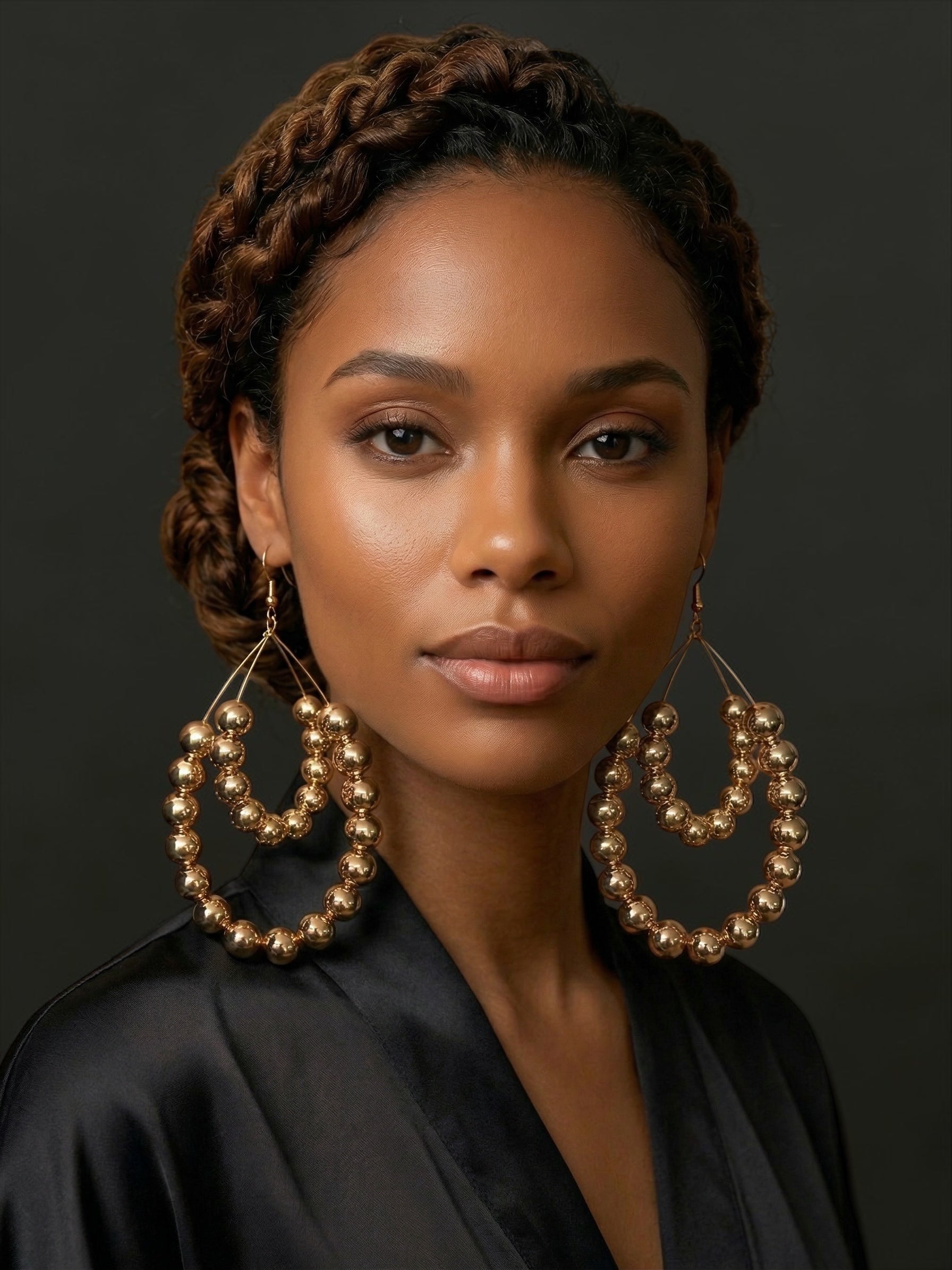 Oversized Gold Double Hoop Beaded Statement Earrings – Bold Afrocentric Jewellery - Fatisha Boutique #