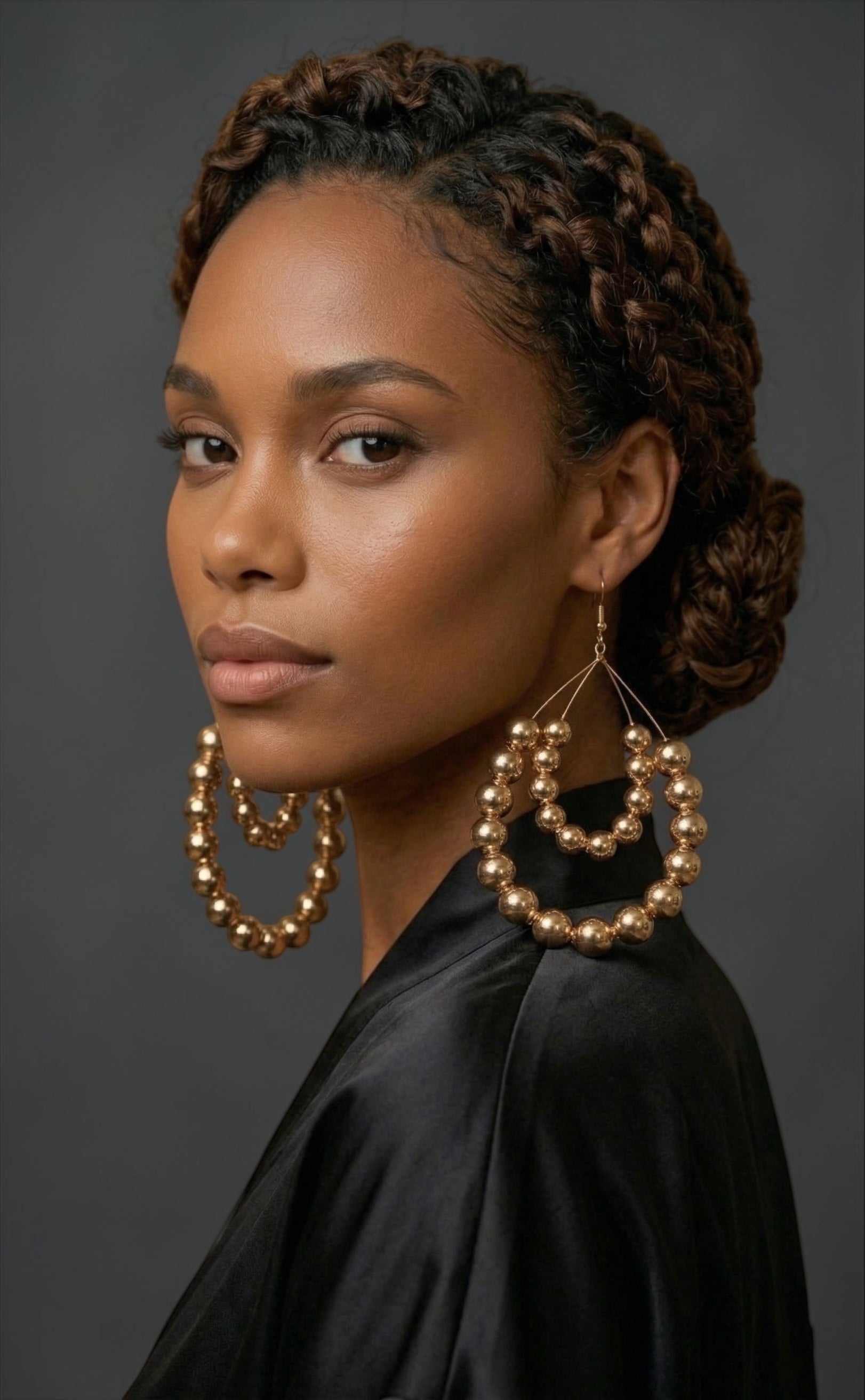 Oversized Gold Double Hoop Beaded Statement Earrings – Bold Afrocentric Jewellery - Fatisha Boutique #