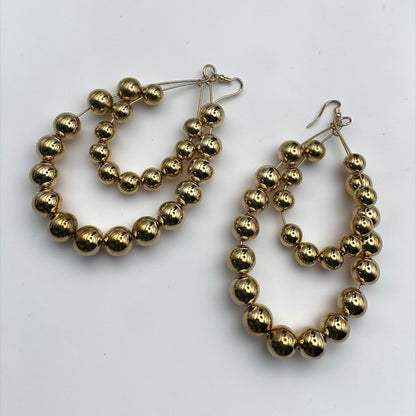 Oversized Gold Double Hoop Beaded Statement Earrings – Bold Afrocentric Jewellery - Fatisha Boutique #