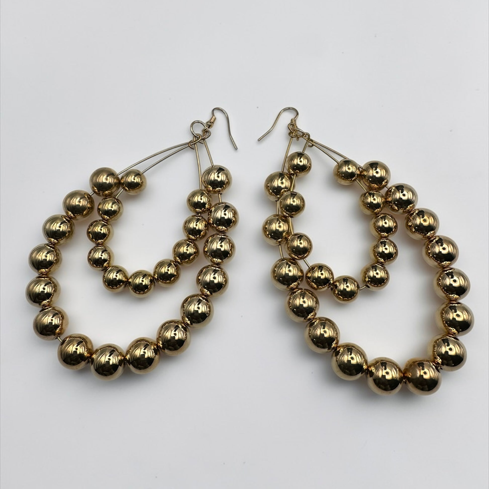 Oversized Gold Double Hoop Beaded Statement Earrings – Bold Afrocentric Jewellery - Fatisha Boutique #