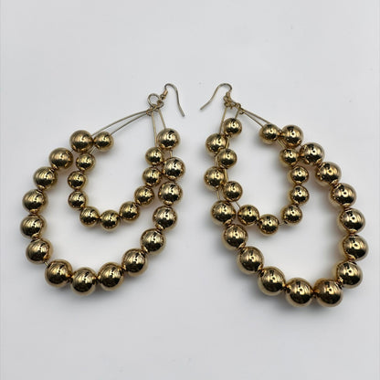 Oversized Gold Double Hoop Beaded Statement Earrings – Bold Afrocentric Jewellery - Fatisha Boutique #