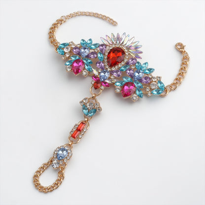 Multicolour Crystal Barefoot Sandal (Single) – Statement Gemstone Toe Anklet for Festival, Beach & Summer Style - Fatisha Boutique #