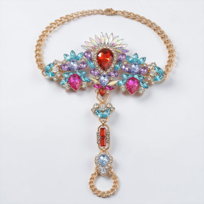 Multicolour Crystal Barefoot Sandal (Single) – Statement Gemstone Toe Anklet for Festival, Beach & Summer Style - Fatisha Boutique #