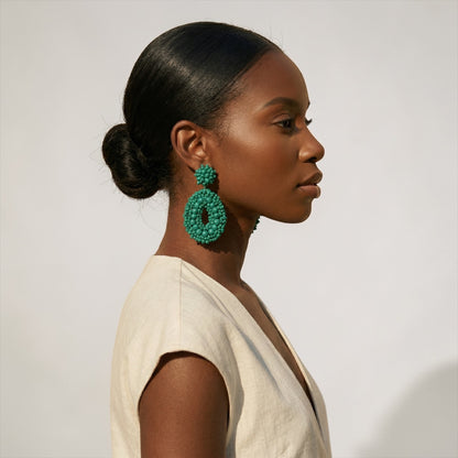 Handmade Beaded Statement Earrings – Bold Boho Drop Earrings in Multiple Colours - Fatisha Boutique #