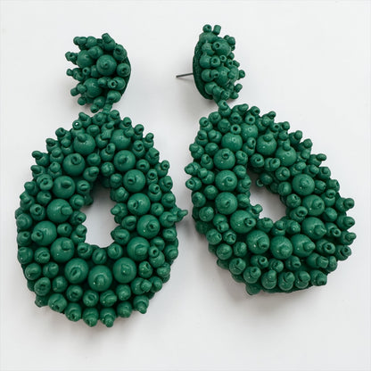 Handmade Beaded Statement Earrings – Bold Boho Drop Earrings (Multi-Colour) - Fatisha Boutique #