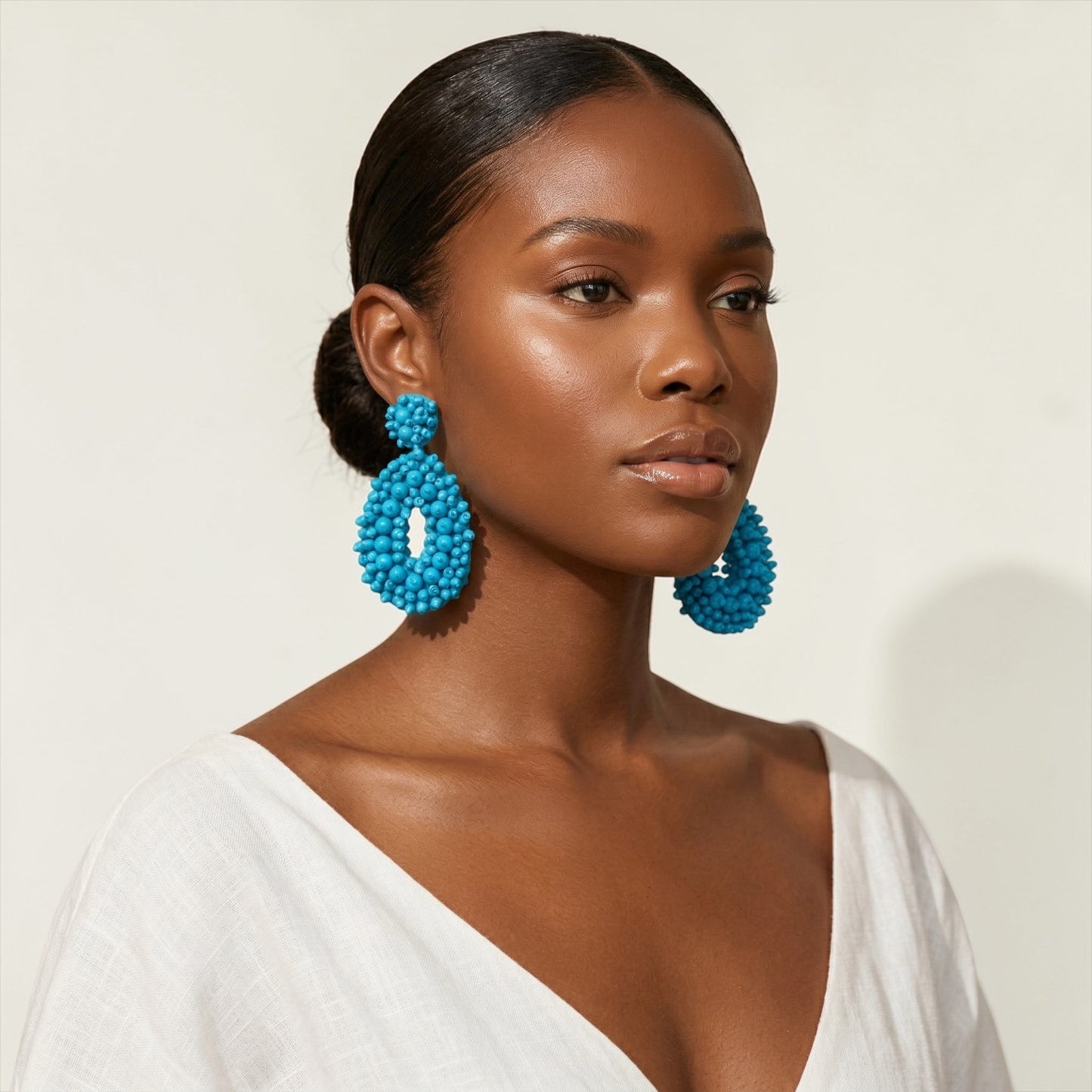 Handmade Beaded Statement Earrings – Bold Boho Drop Earrings (Multi-Colour) - Fatisha Boutique #
