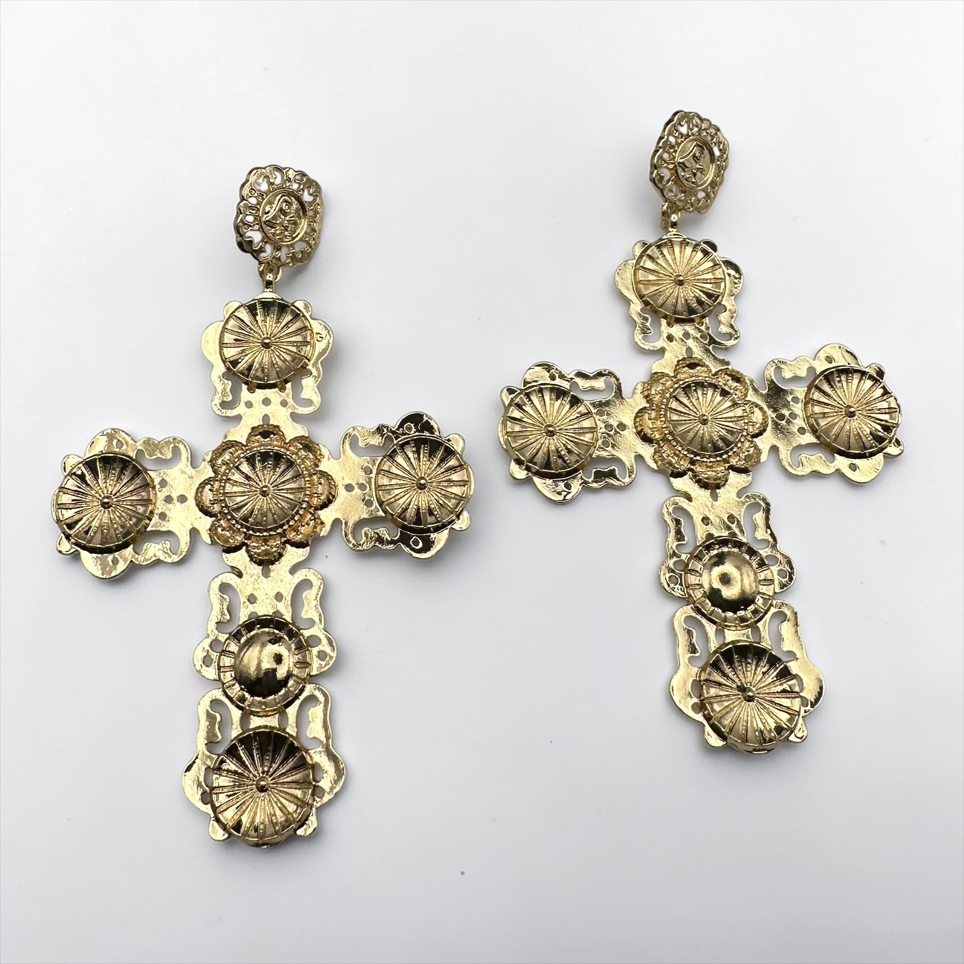 Baroque Cross Statement Earrings – Oversized Gold Vintage Drop Earrings - Fatisha Boutique #