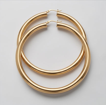 Extra-Large 11cm Classic Hoop Earrings – Lightweight Gold Statement Hoops - Fatisha Boutique #