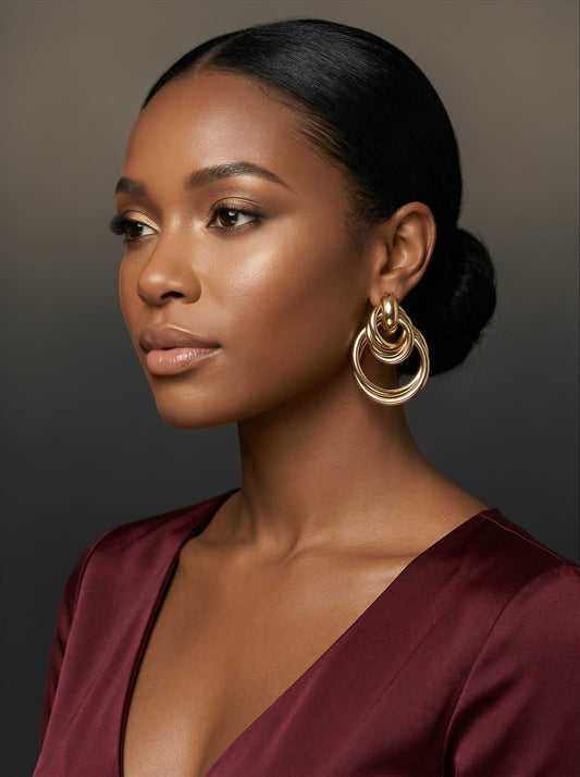 Luxury Interlocking Hoop Statement Earrings – Gold & Silver Stainless Steel Drop Earrings - Fatisha Boutique #
