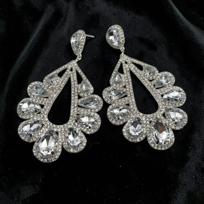 Luxury Rhinestone Teardrop Statement Earrings – Gold & Silver Crystal Glam Drop Earrings - Fatisha Boutique #