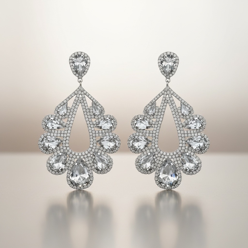 Luxury Rhinestone Teardrop Statement Earrings – Gold & Silver Crystal Glam Drop Earrings - Fatisha Boutique #