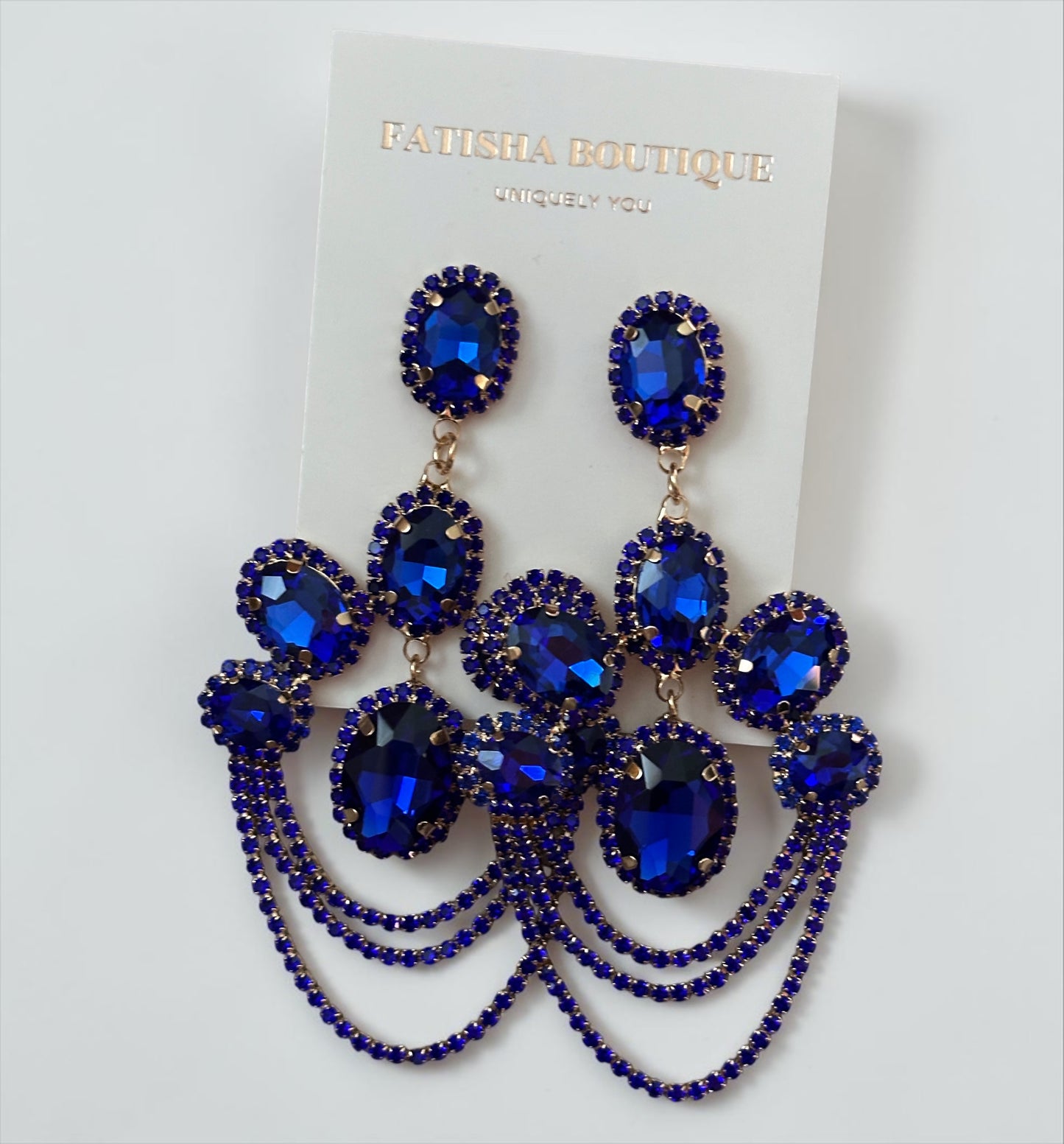 Chandelier Statement Earrings – Rhinestone Drop Earrings in Multiple Colours - Fatisha Boutique #