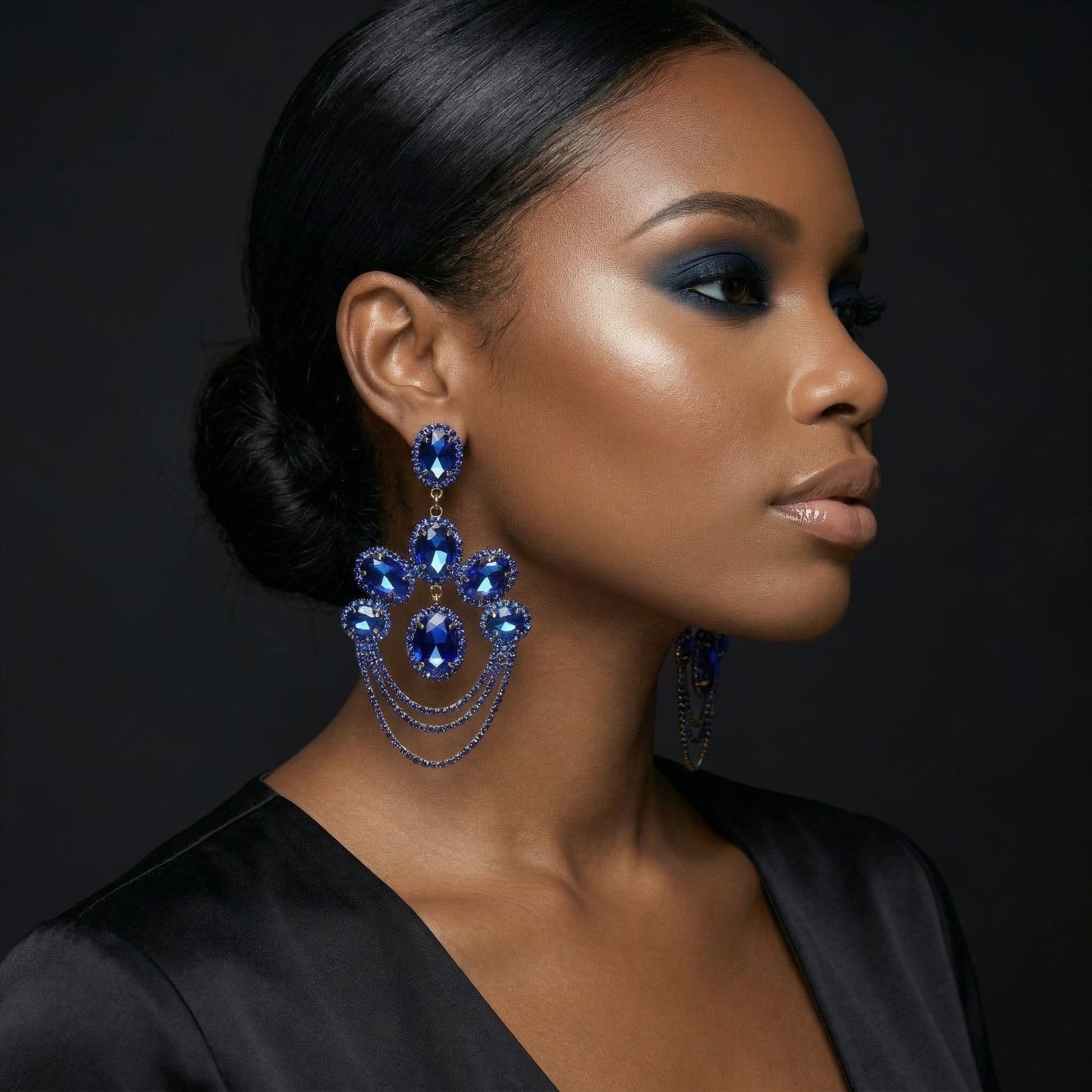 Luxury Chandelier Rhinestone Earrings – Long Elegant Statement Drop Earrings - Fatisha Boutique #
