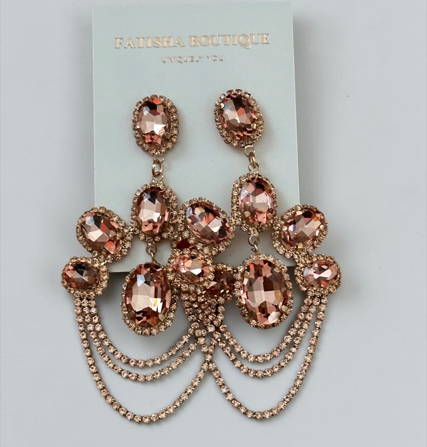 Luxury Chandelier Rhinestone Earrings – Long Elegant Statement Drop Earrings - Fatisha Boutique #