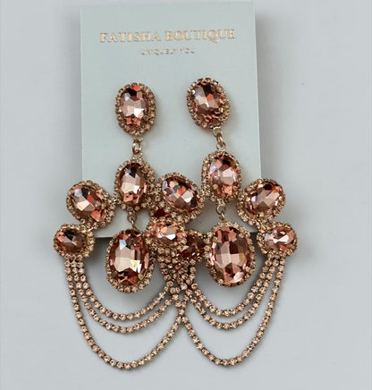 Chandelier Statement Earrings – Rhinestone Drop Earrings in Multiple Colours - Fatisha Boutique #