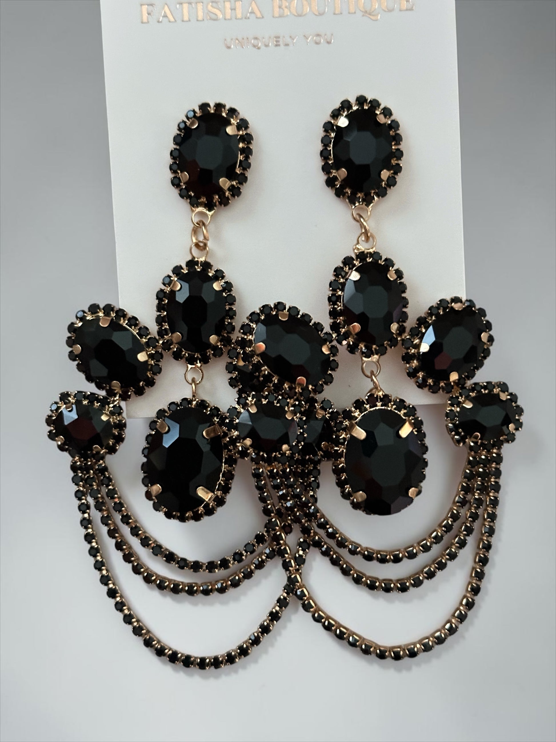 Luxury Chandelier Rhinestone Earrings – Long Elegant Statement Drop Earrings - Fatisha Boutique #