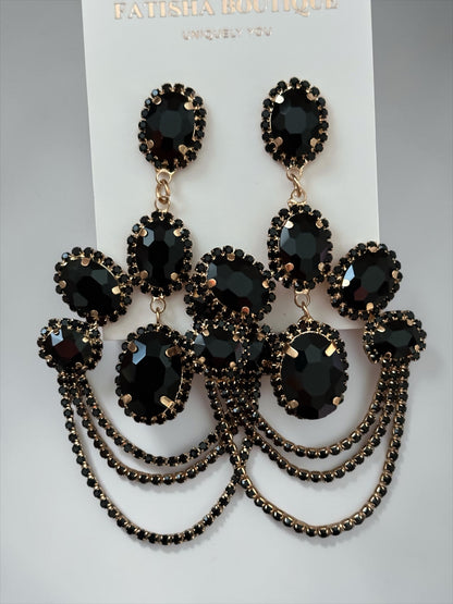 Luxury Chandelier Rhinestone Earrings – Long Elegant Statement Drop Earrings - Fatisha Boutique #