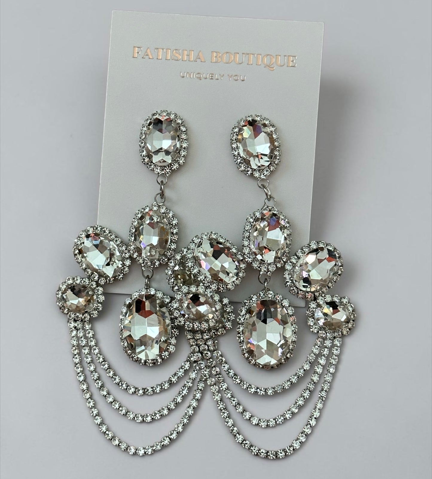 Luxury Chandelier Rhinestone Earrings – Long Elegant Statement Drop Earrings - Fatisha Boutique #