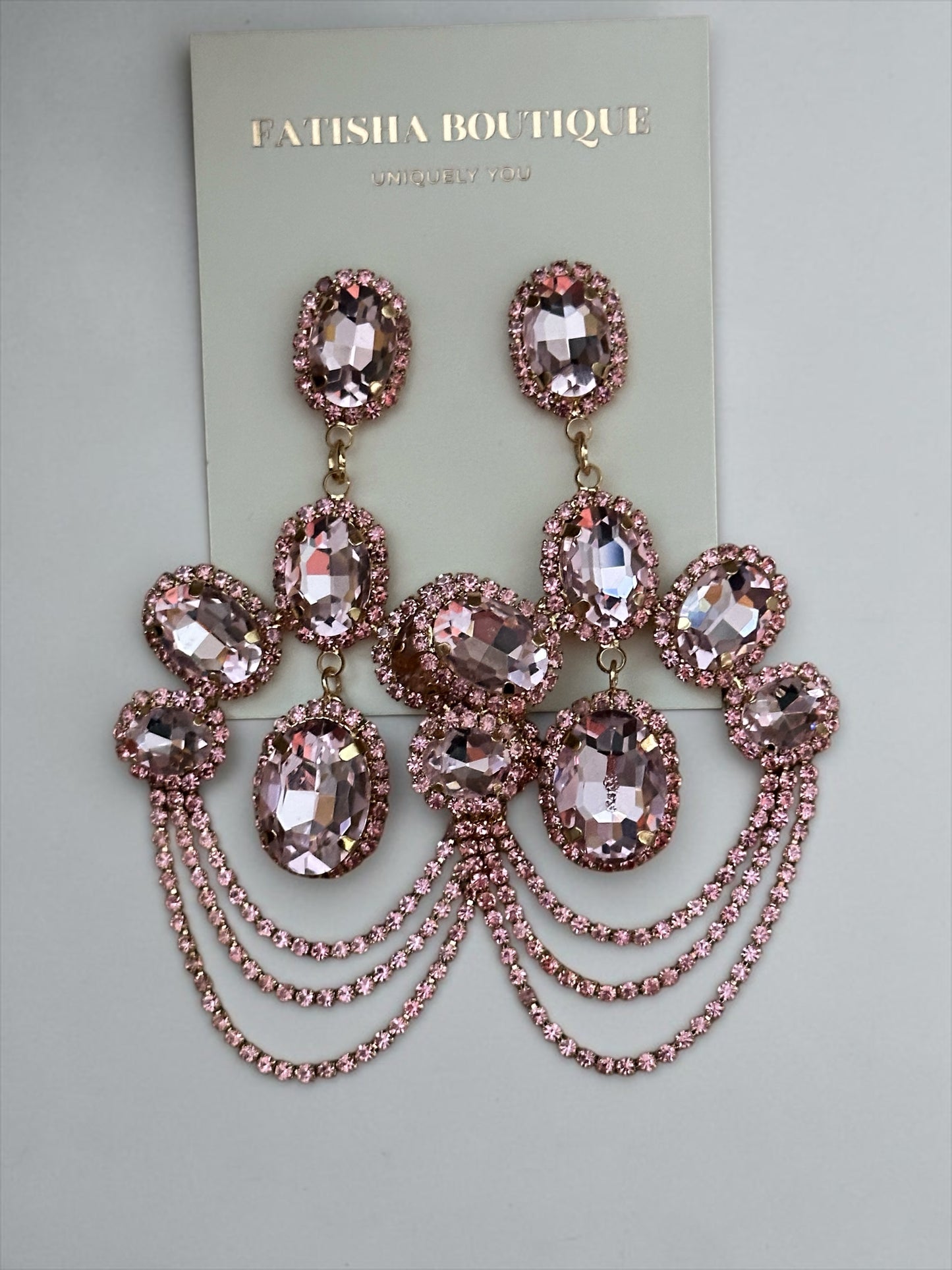 Chandelier Statement Earrings – Rhinestone Drop Earrings in Multiple Colours - Fatisha Boutique #