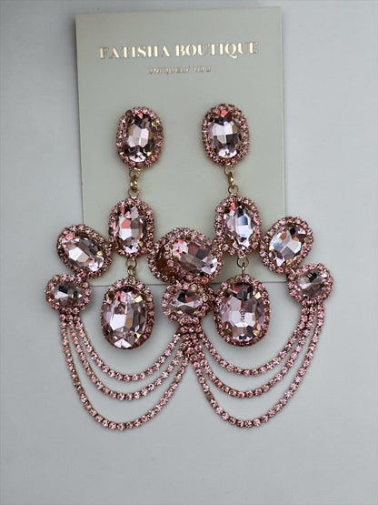 Chandelier Statement Earrings – Rhinestone Drop Earrings in Multiple Colours - Fatisha Boutique #