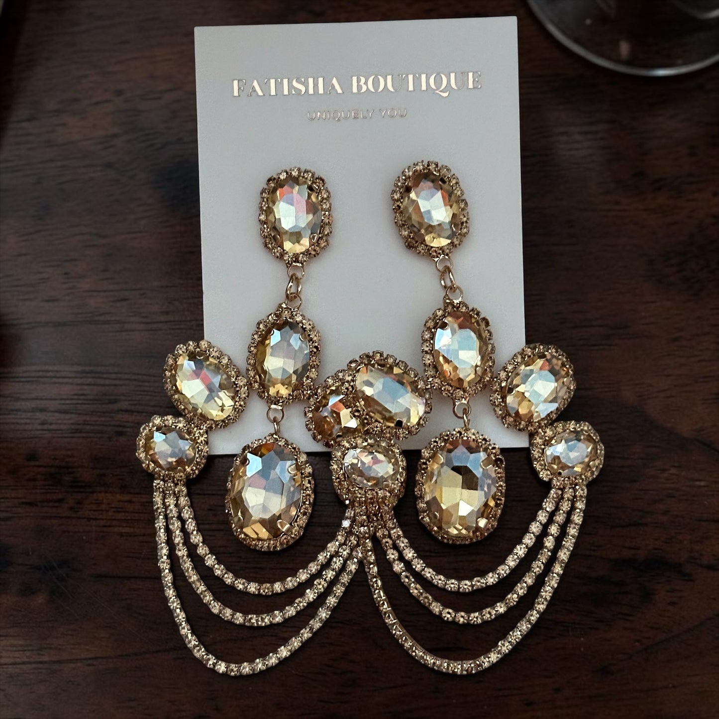 Luxury Chandelier Rhinestone Earrings – Long Elegant Statement Drop Earrings - Fatisha Boutique #