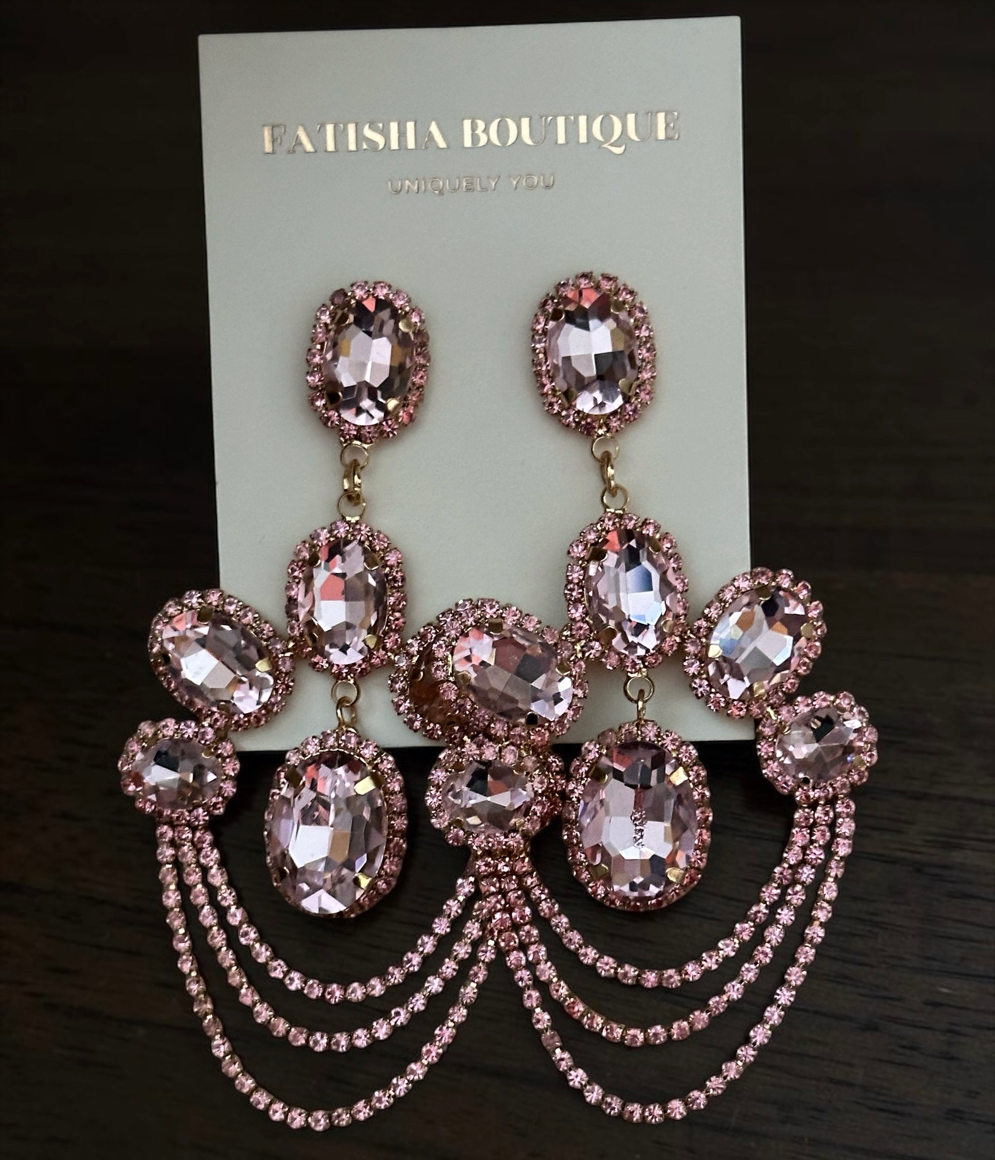Luxury Chandelier Rhinestone Earrings – Long Elegant Statement Drop Earrings - Fatisha Boutique #