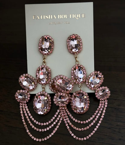 Luxury Chandelier Rhinestone Earrings – Long Elegant Statement Drop Earrings - Fatisha Boutique #