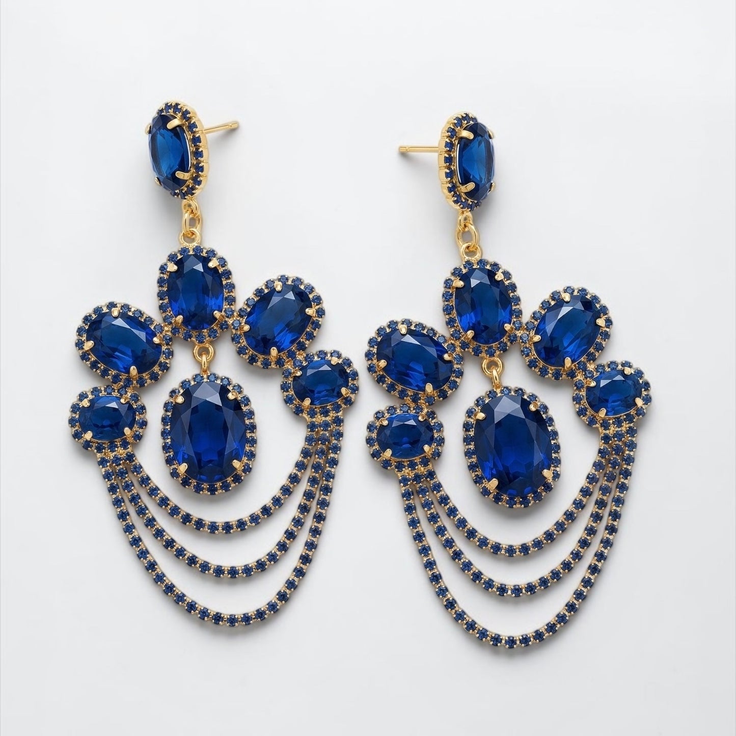 Chandelier Statement Earrings – Rhinestone Drop Earrings in Multiple Colours - Fatisha Boutique #