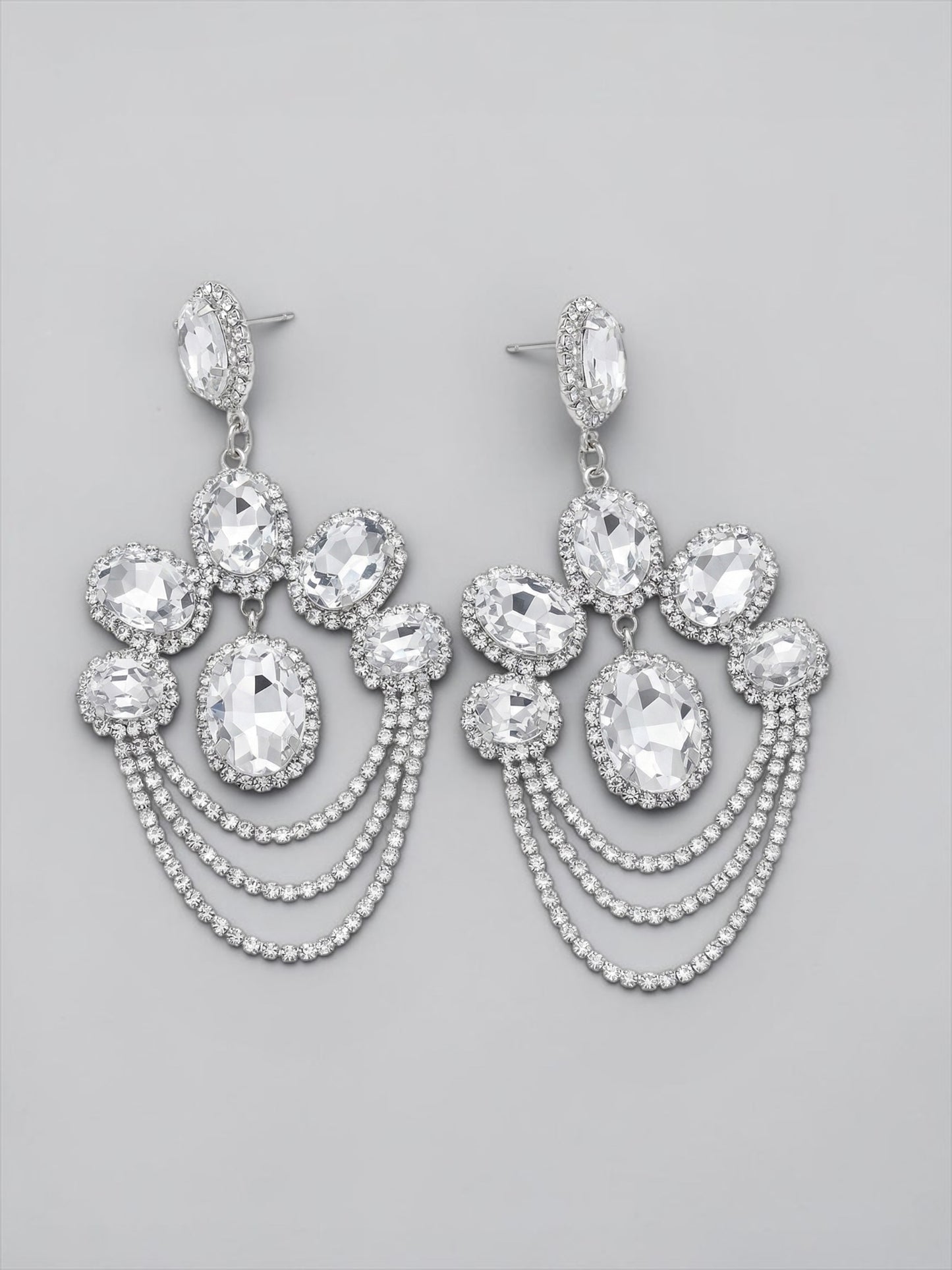 Chandelier Statement Earrings – Rhinestone Drop Earrings in Multiple Colours - Fatisha Boutique #
