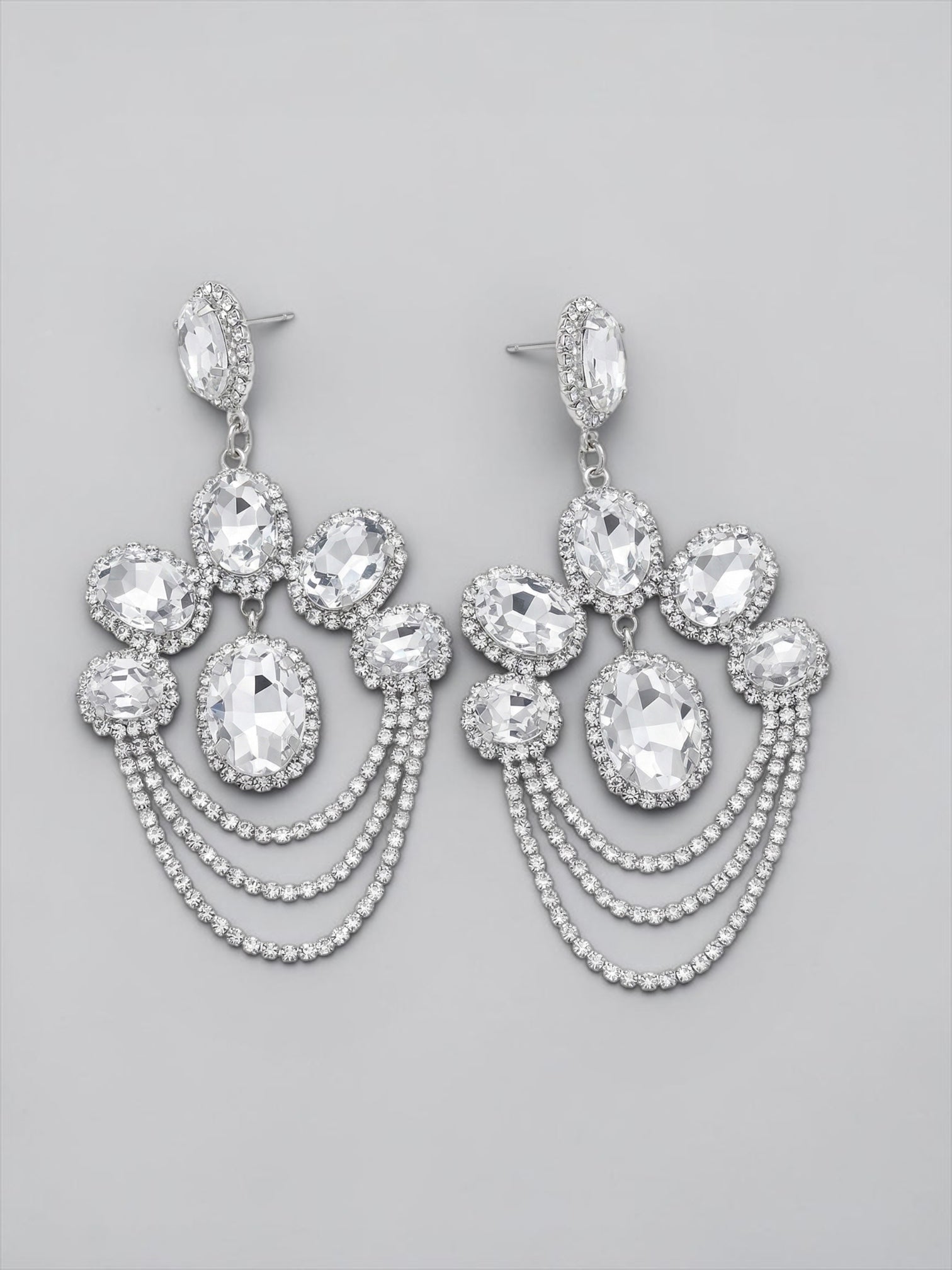 Chandelier Statement Earrings – Rhinestone Drop Earrings in Multiple Colours - Fatisha Boutique #