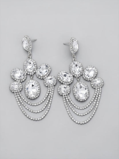 Chandelier Statement Earrings – Rhinestone Drop Earrings in Multiple Colours - Fatisha Boutique #
