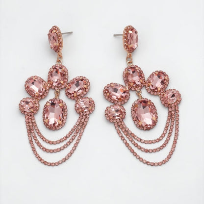 Luxury Chandelier Rhinestone Earrings – Long Elegant Statement Drop Earrings - Fatisha Boutique #