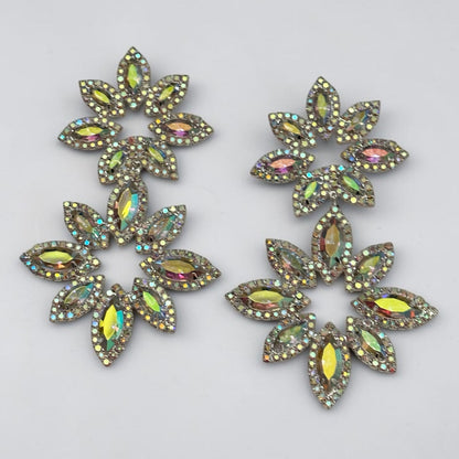 AB Crystal Statement Earrings – Oversized Rhinestone Drop Earrings in Silver | Luxury Wedding & Evening Jewellery - Fatisha Boutique #