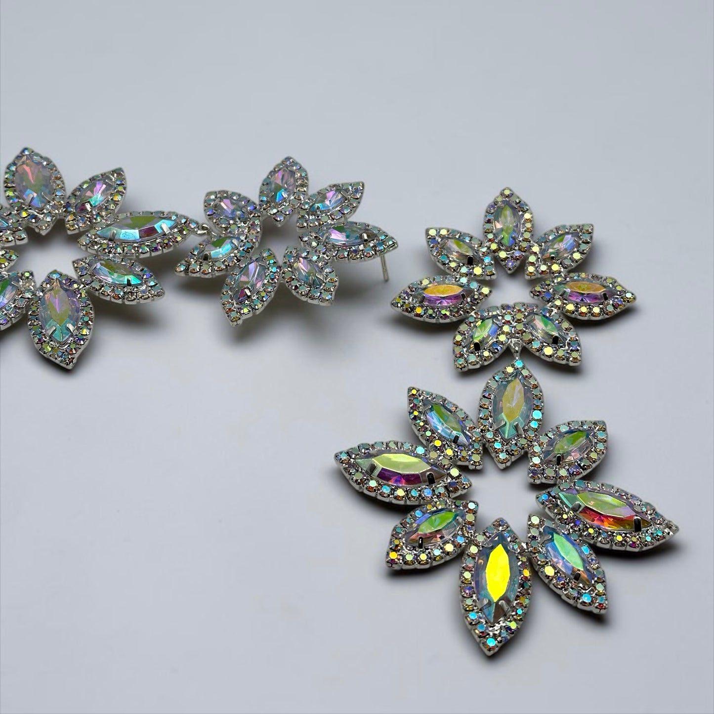 AB Crystal Statement Earrings – Oversized Rhinestone Drop Earrings in Silver | Luxury Wedding & Evening Jewellery - Fatisha Boutique #