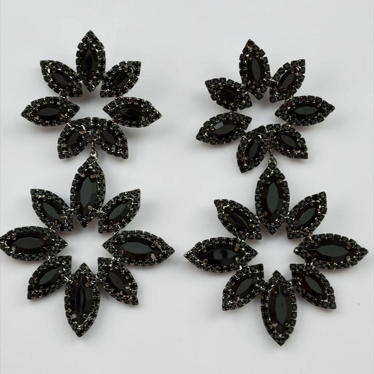 Black Statement Earrings – Oversized Rhinestone Drop Earrings | Bold Evening & Party Jewellery - Fatisha Boutique #