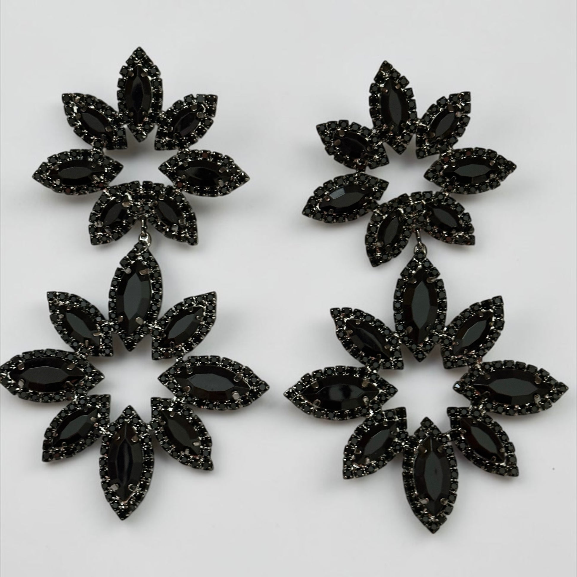 Black Statement Earrings – Oversized Rhinestone Drop Earrings | Bold Evening & Party Jewellery - Fatisha Boutique #