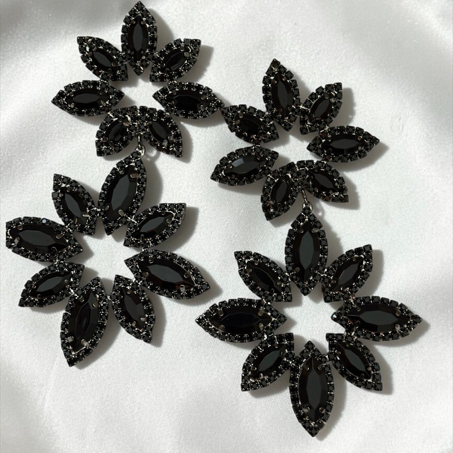 Black Statement Earrings – Oversized Rhinestone Drop Earrings | Bold Evening & Party Jewellery - Fatisha Boutique #