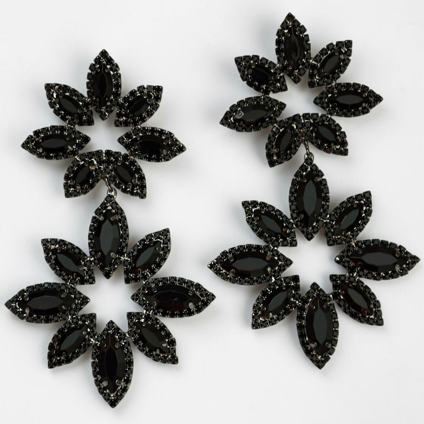 Black Statement Earrings – Oversized Rhinestone Drop Earrings | Bold Evening & Party Jewellery - Fatisha Boutique #