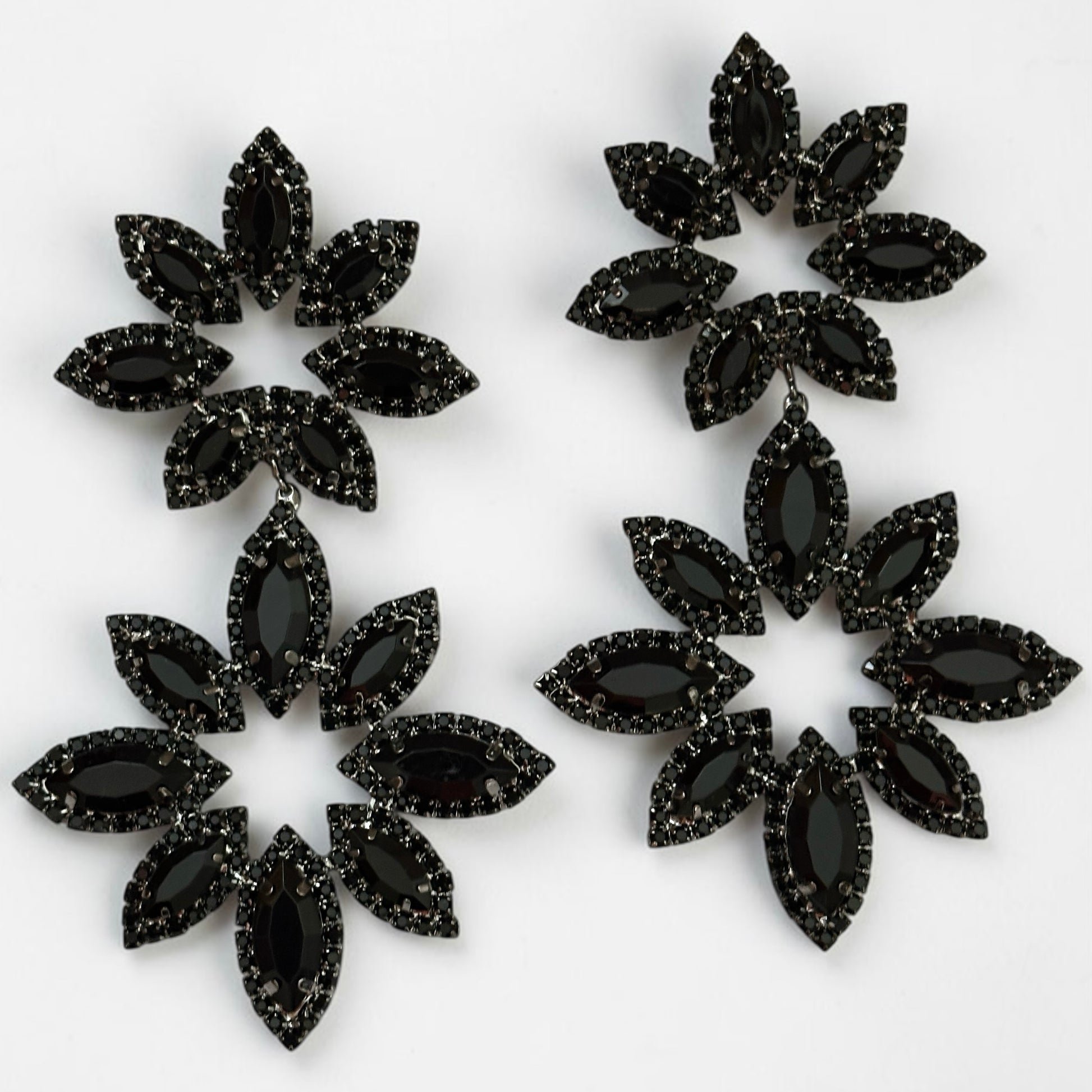 Black Statement Earrings – Oversized Rhinestone Drop Earrings | Bold Evening & Party Jewellery - Fatisha Boutique #