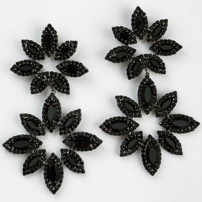 Black Statement Earrings – Oversized Rhinestone Drop Earrings | Bold Evening & Party Jewellery - Fatisha Boutique #
