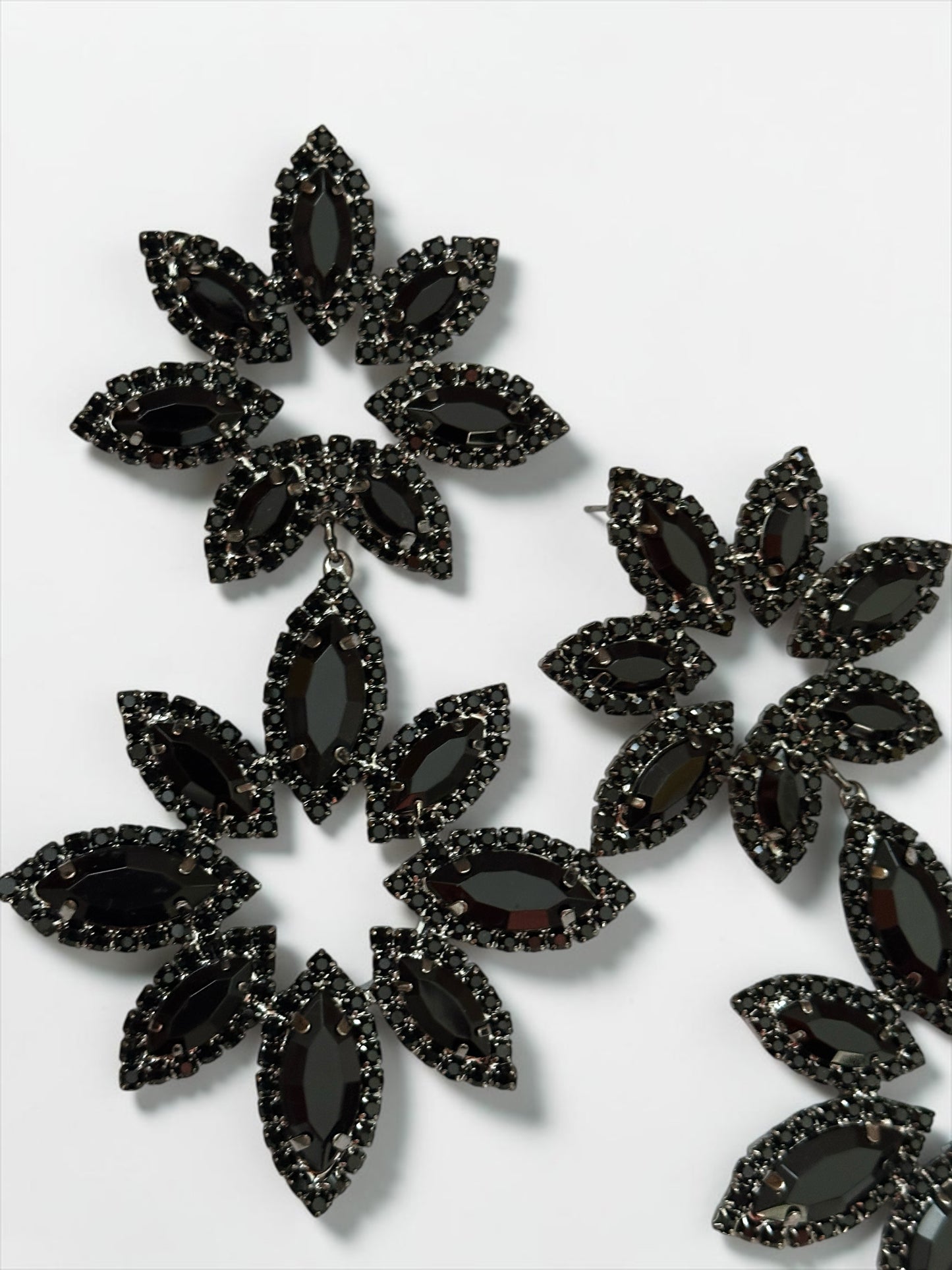 Black Statement Earrings – Oversized Rhinestone Drop Earrings | Bold Evening & Party Jewellery - Fatisha Boutique #