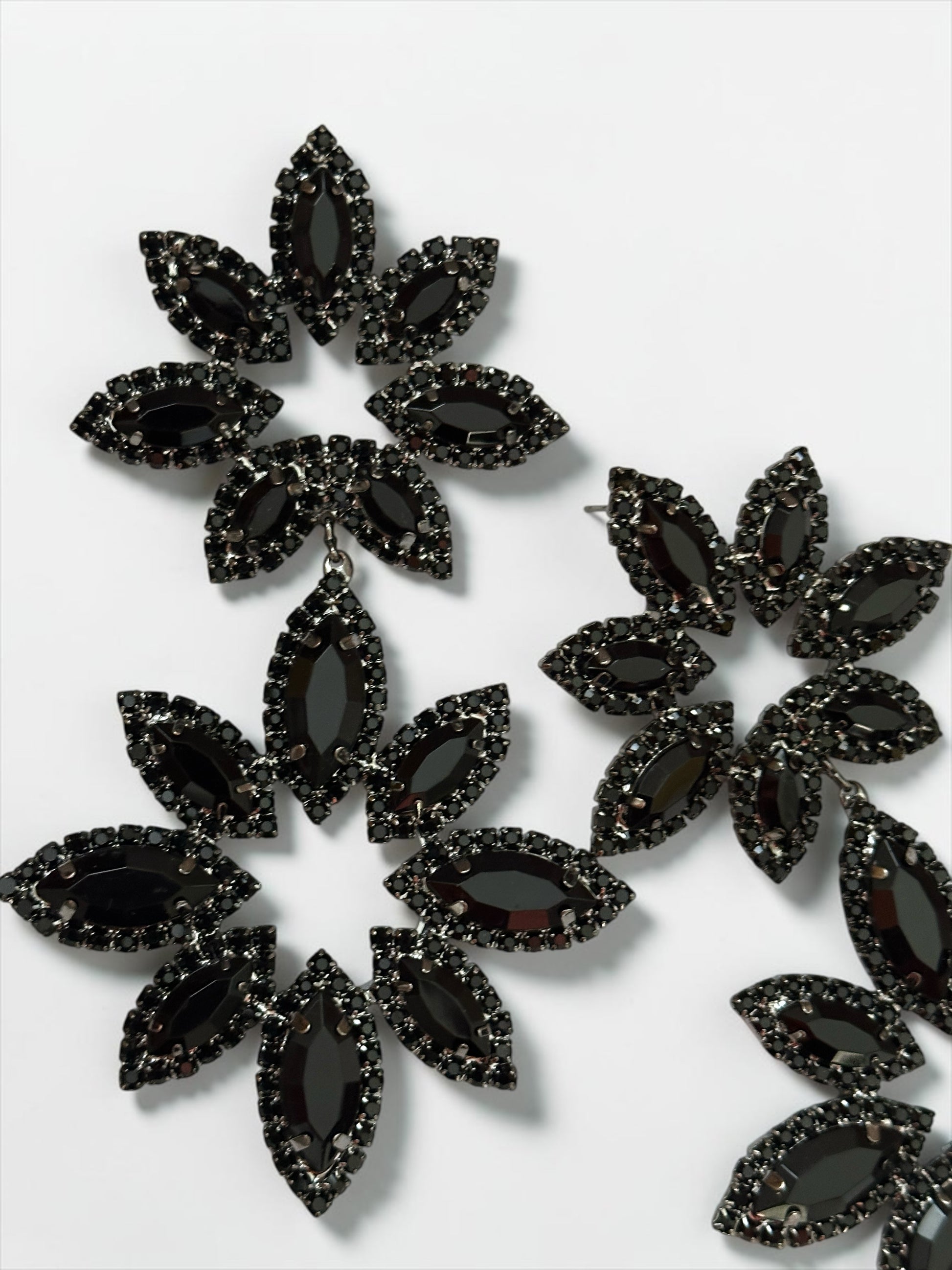 Black Statement Earrings – Oversized Rhinestone Drop Earrings | Bold Evening & Party Jewellery - Fatisha Boutique #