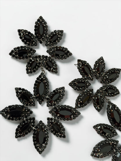 Black Statement Earrings – Oversized Rhinestone Drop Earrings | Bold Evening & Party Jewellery - Fatisha Boutique #